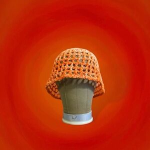 Orange mesh bucket hat